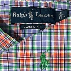 Polo Ralph Lauren Men’s Large Short Sleeve Button Down Shirt Plaid Classic